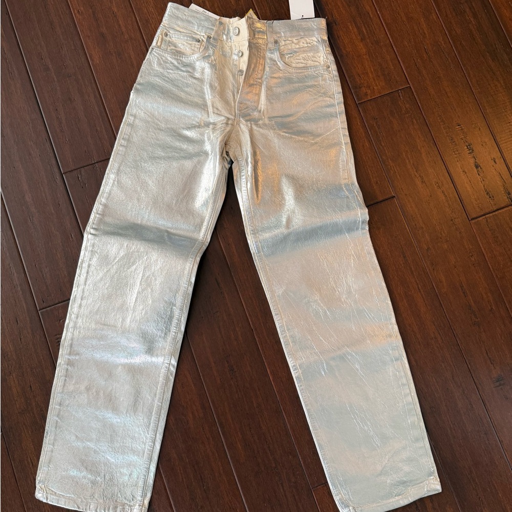 Zara Metallic Silver Jeans